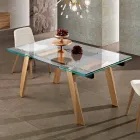 Table à manger extensible en verre fabriqué en Italie, Azad Viadurini