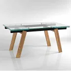 Table à manger extensible en verre fabriqué en Italie, Azad Viadurini