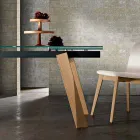 Table à manger extensible en verre fabriqué en Italie, Azad Viadurini