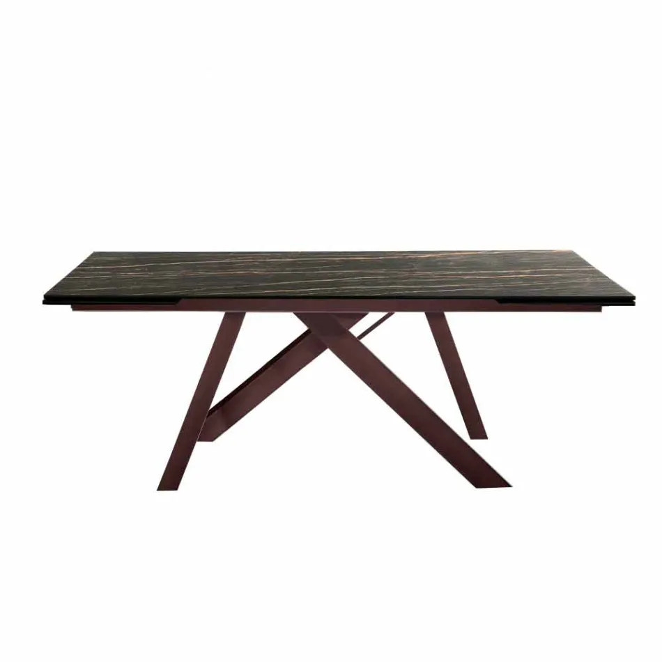 Table à manger à rallonges en vitrocéramique faite en Italie, Wilmer Viadurini