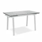 Table à manger moderne en verre extensible, L140 / 200x P80 cm, Nardo Viadurini