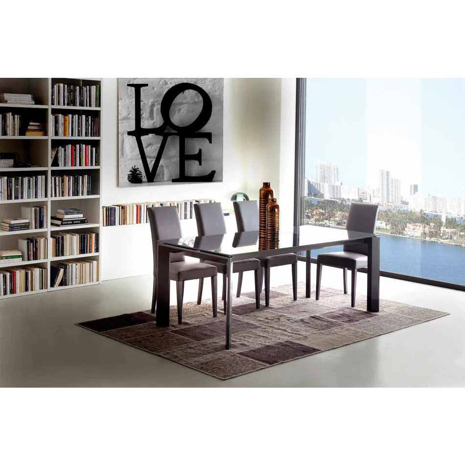 Table de salle à manger extensible, plateau en verre trempé - Faleria Viadurini