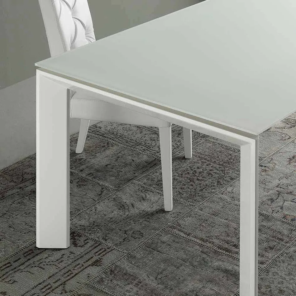 Table de salle à manger extensible, plateau en verre trempé - Faleria Viadurini