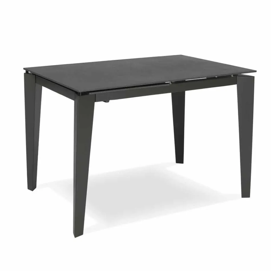 Table à manger extensible en verre-céramique, 120 / 170xP80 cm, Bino Viadurini