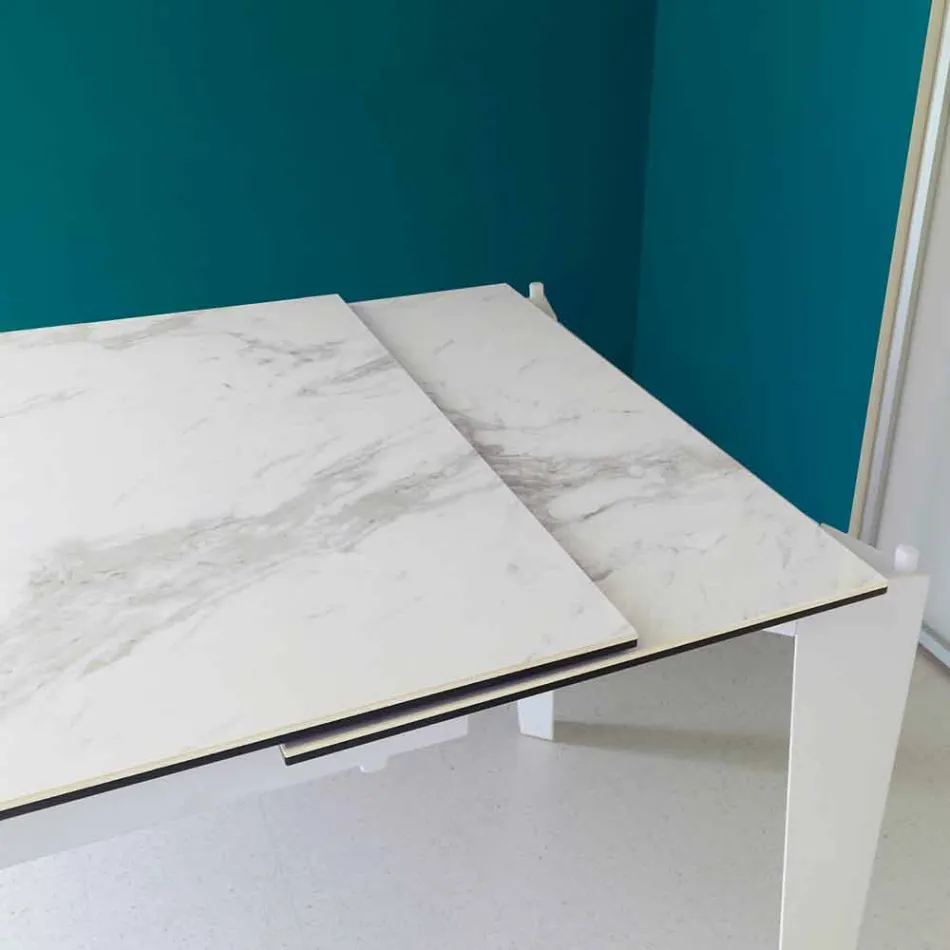 Table à manger extensible en verre-céramique, 120 / 170xP80 cm, Bino Viadurini