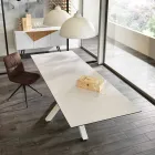 Table à manger extensible en verre-céramique, l.160 / 240xp.90 cm, Bacco Viadurini
