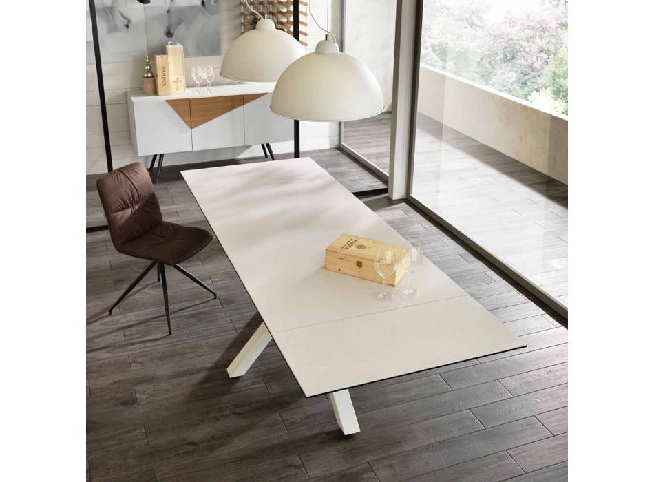 Table à manger extensible en verre-céramique, l.160 / 240xp.90 cm, Bacco Viadurini