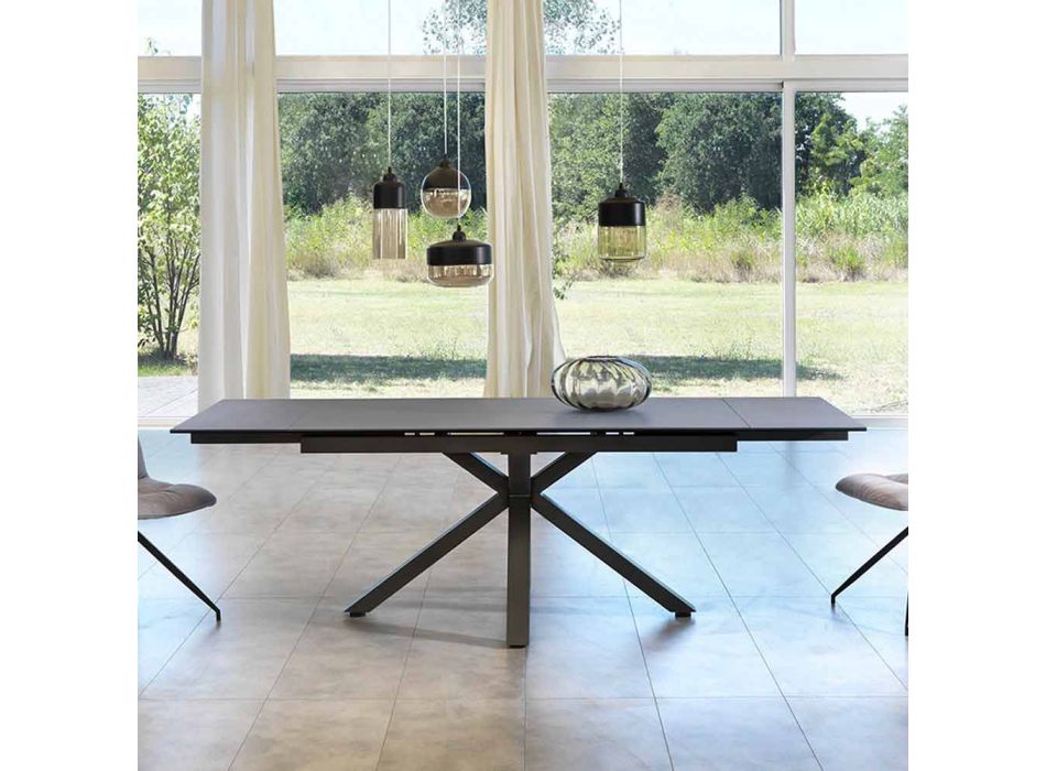 Table à manger extensible en verre-céramique, l.160 / 240xp.90 cm, Bacco Viadurini
