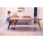 Table à manger artisanale en Hpl et acajou massif Made in Italy - Chêne Viadurini