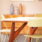 Table à manger artisanale en Hpl et acajou massif Made in Italy - Chêne Viadurini