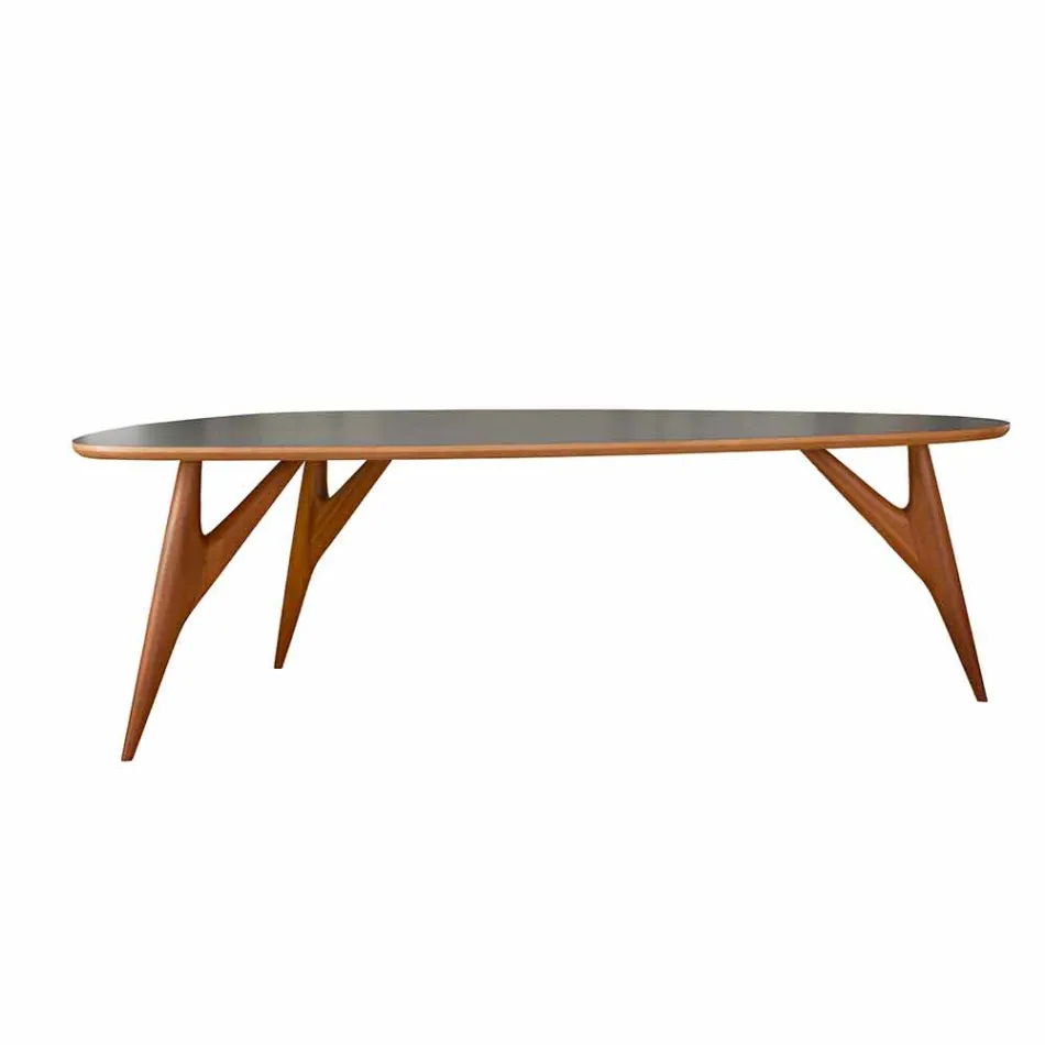 Table à manger artisanale en Hpl et acajou massif Made in Italy - Chêne Viadurini