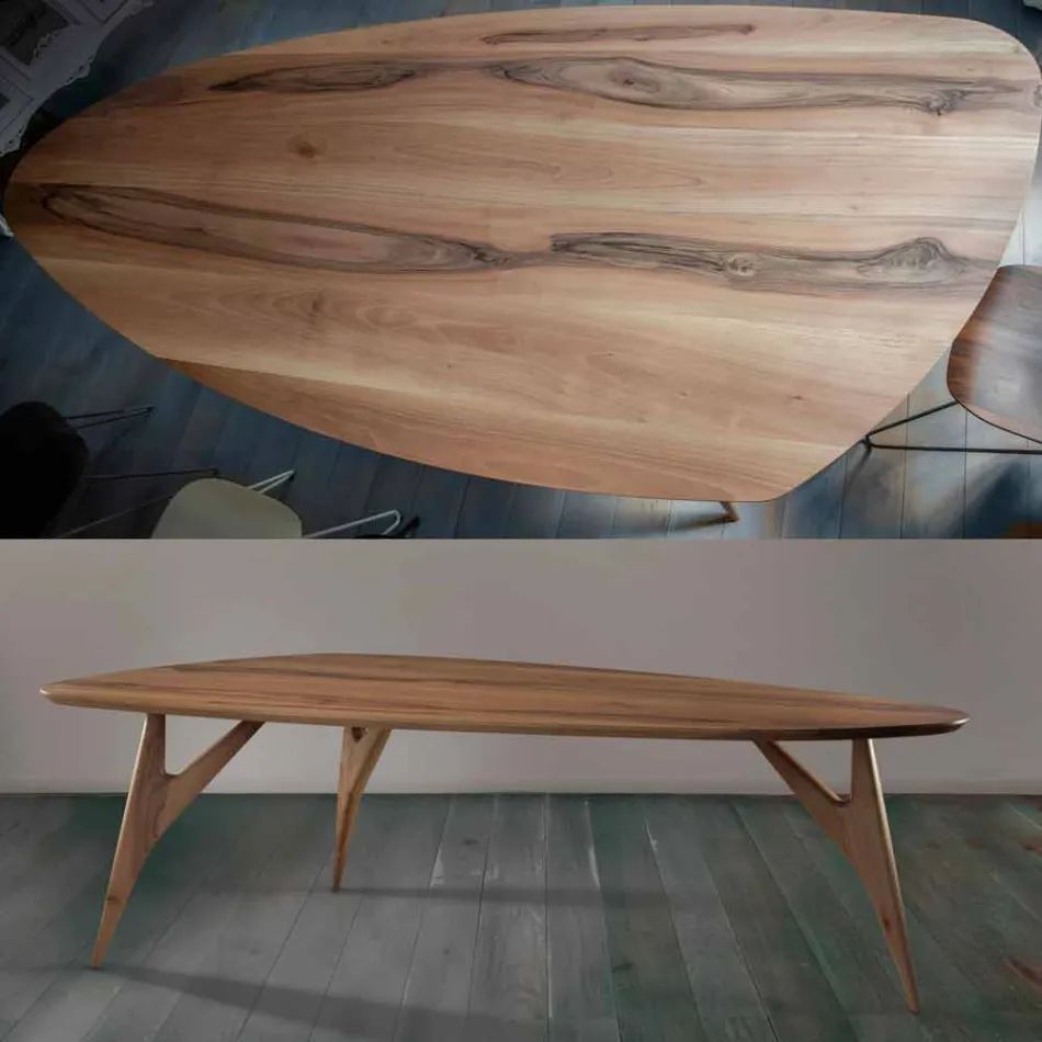 Table à manger Artisan en bois de noyer massif fabriqué en Italie - Nocino Viadurini