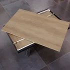 Table à manger qui s'allonge et s'élargit en mélamine et métal - Devendra Viadurini