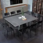 Table à manger qui s'allonge et s'élargit en mélamine et métal - Devendra Viadurini