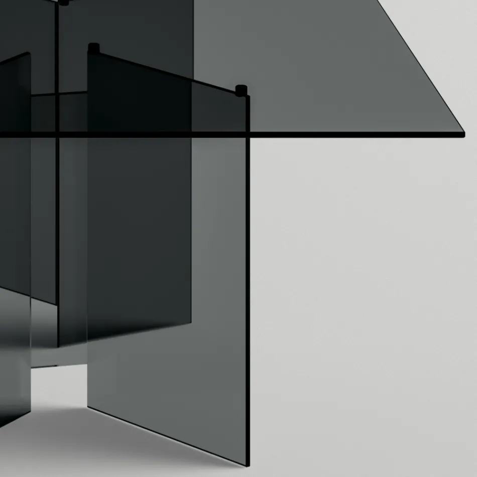 Table à manger avec base et plateau en verre rectangulaire Made in Italy - Thommy Viadurini
