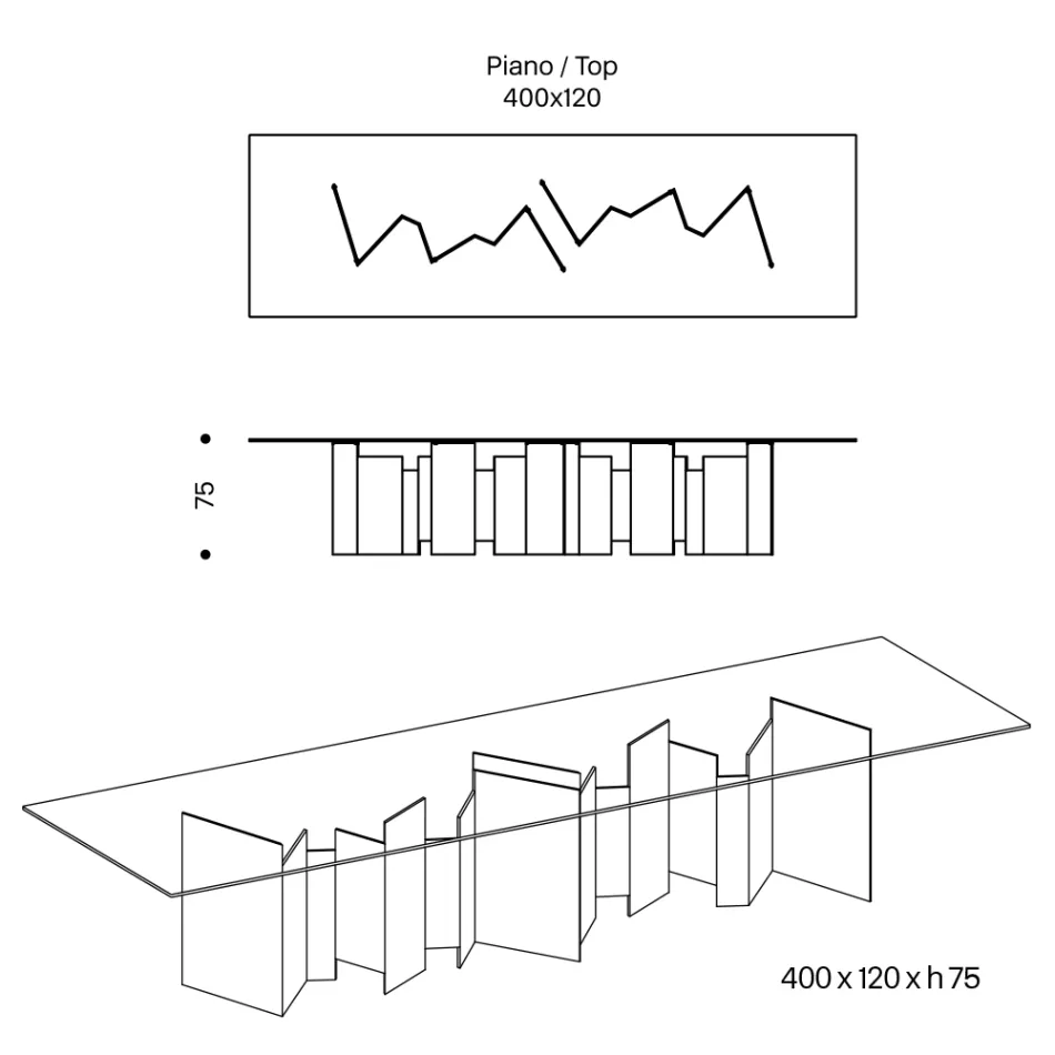 Table à manger avec base et plateau en verre rectangulaire Made in Italy - Thommy Viadurini