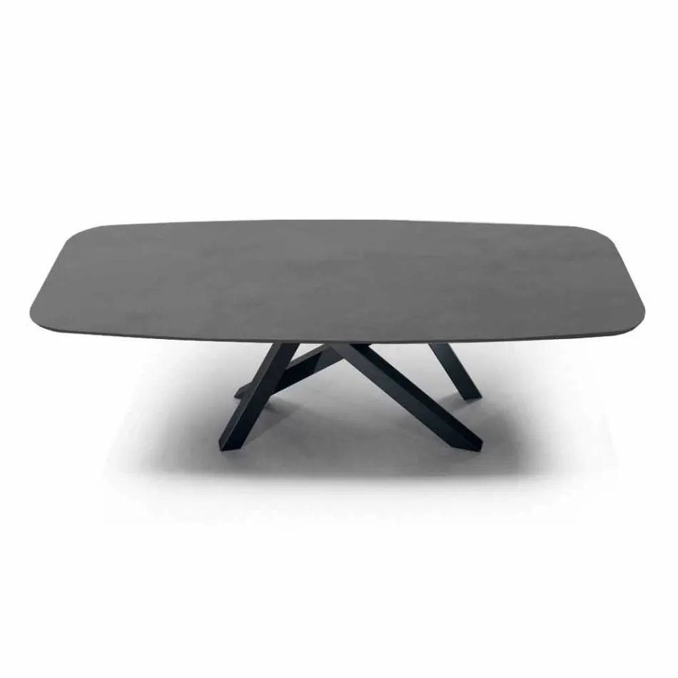 Table à manger avec plateau en forme de tonneau en stratifié HPL fabriquée en Italie - Settimmio Viadurini