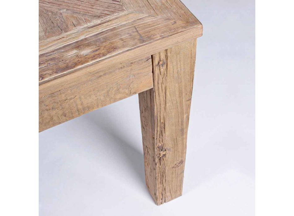 Table de salle à manger Homemotion avec plateau et pieds en bois d'orme - Orme Viadurini