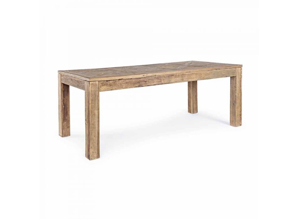 Table de salle à manger Homemotion avec plateau et pieds en bois d'orme - Orme Viadurini