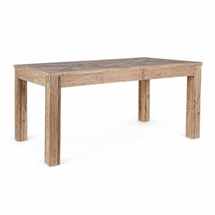 Table de salle à manger Homemotion avec plateau et pieds en bois d'orme - Orme Viadurini