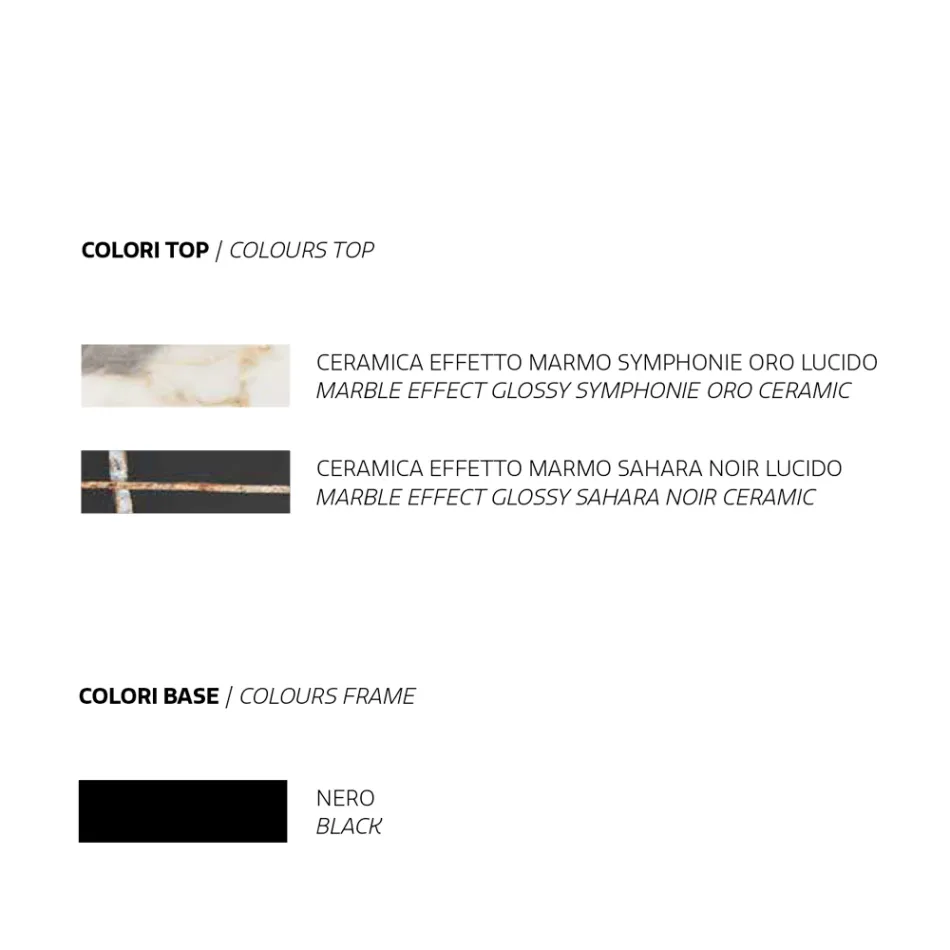 Table à manger avec plateau en céramique effet marbre fabriquée en Italie - Mirco Viadurini