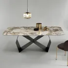 Table à manger avec plateau en céramique effet marbre Made in Italy - Mirco Viadurini