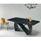 Table à manger avec plateau en céramique effet marbre Made in Italy - Mirco Viadurini