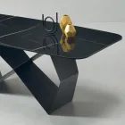 Table à manger avec plateau en céramique effet marbre Made in Italy - Mirco Viadurini