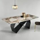 Table à manger avec plateau en céramique effet marbre Made in Italy - Mirco Viadurini