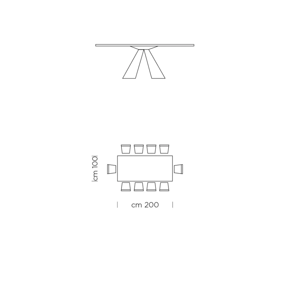 Table à manger avec plateau en Fenix et base en acier fabriquée en Italie - Dalmatien Viadurini