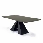 Table à manger avec plateau en Fenix et base en acier fabriquée en Italie - Dalmatien Viadurini