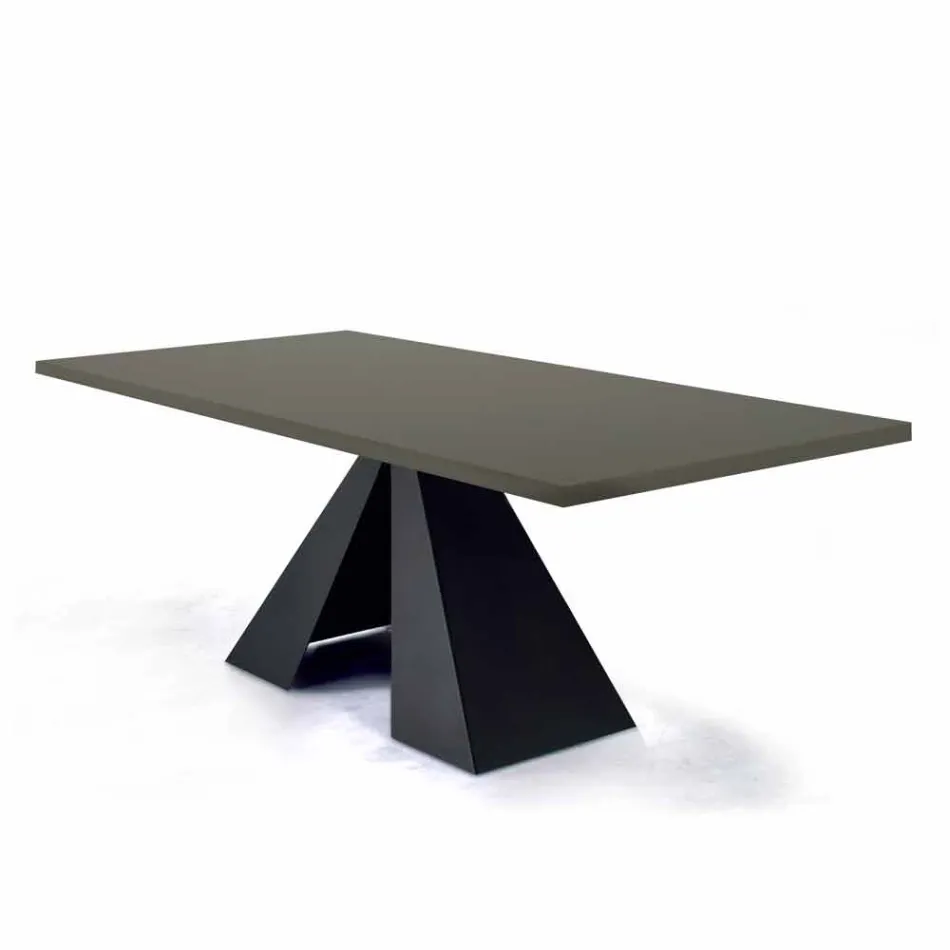 Table à manger avec plateau en Fenix et base en acier fabriquée en Italie - Dalmatien Viadurini