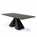 Table à manger avec plateau en Fenix et base en acier Made in Italy - Dalmata