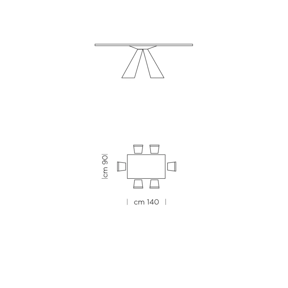 Table à manger avec plateau en Fenix et base en acier fabriquée en Italie - Dalmatien Viadurini
