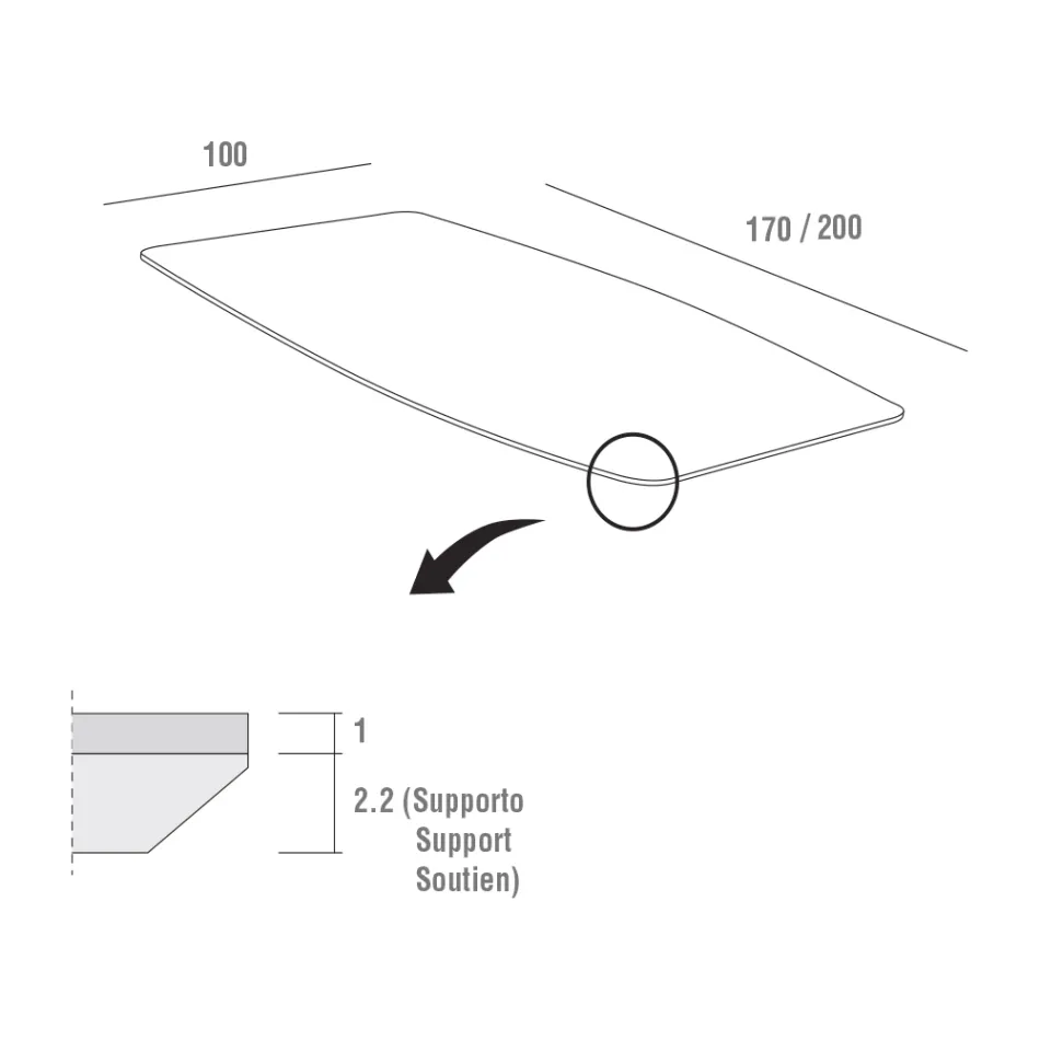 Table à manger avec plateau en Hpl et base en métal Made in Italy - Aresto Viadurini