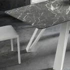 Table à manger avec plateau en Hpl et base en métal Made in Italy - Aresto Viadurini