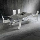 Table à manger avec plateau en Hpl et base en métal Made in Italy - Aresto Viadurini