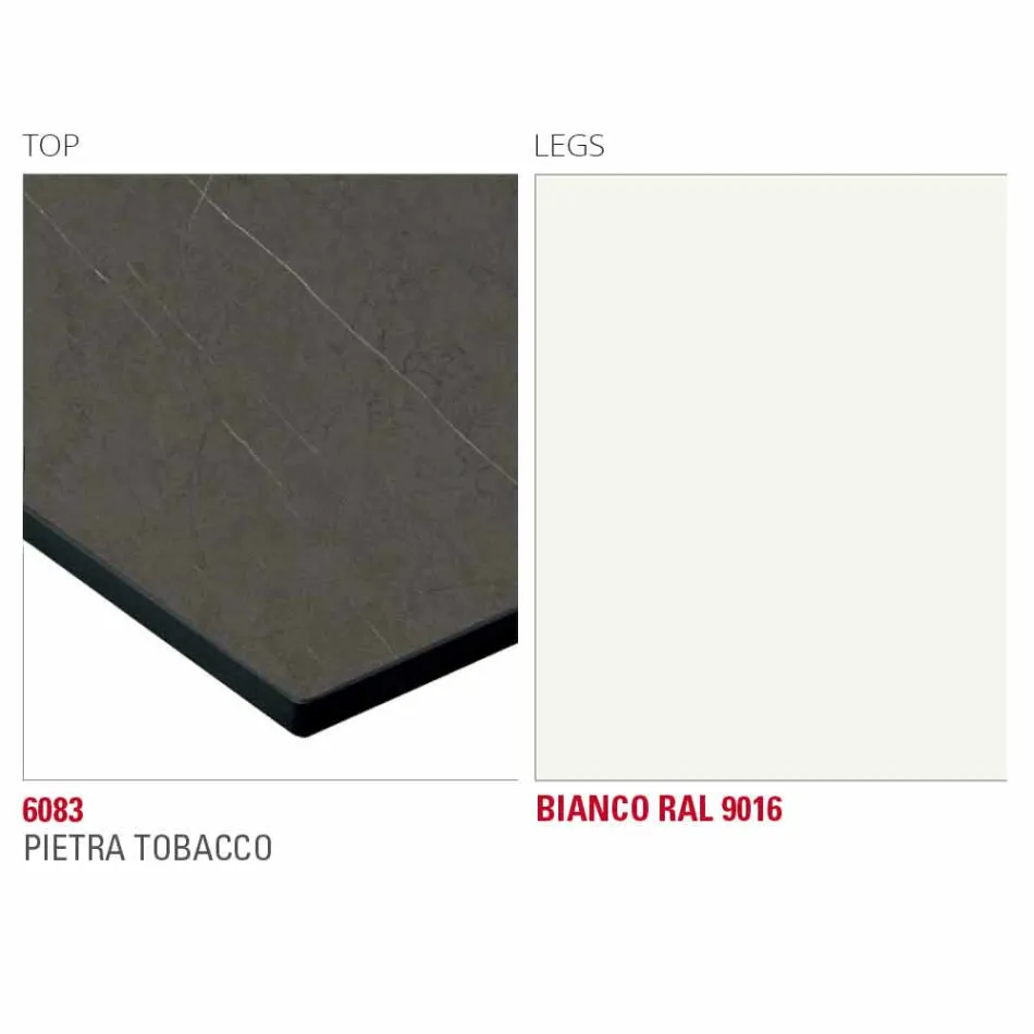 Table à manger avec plateau en Hpl et base en métal Made in Italy - Aresto Viadurini