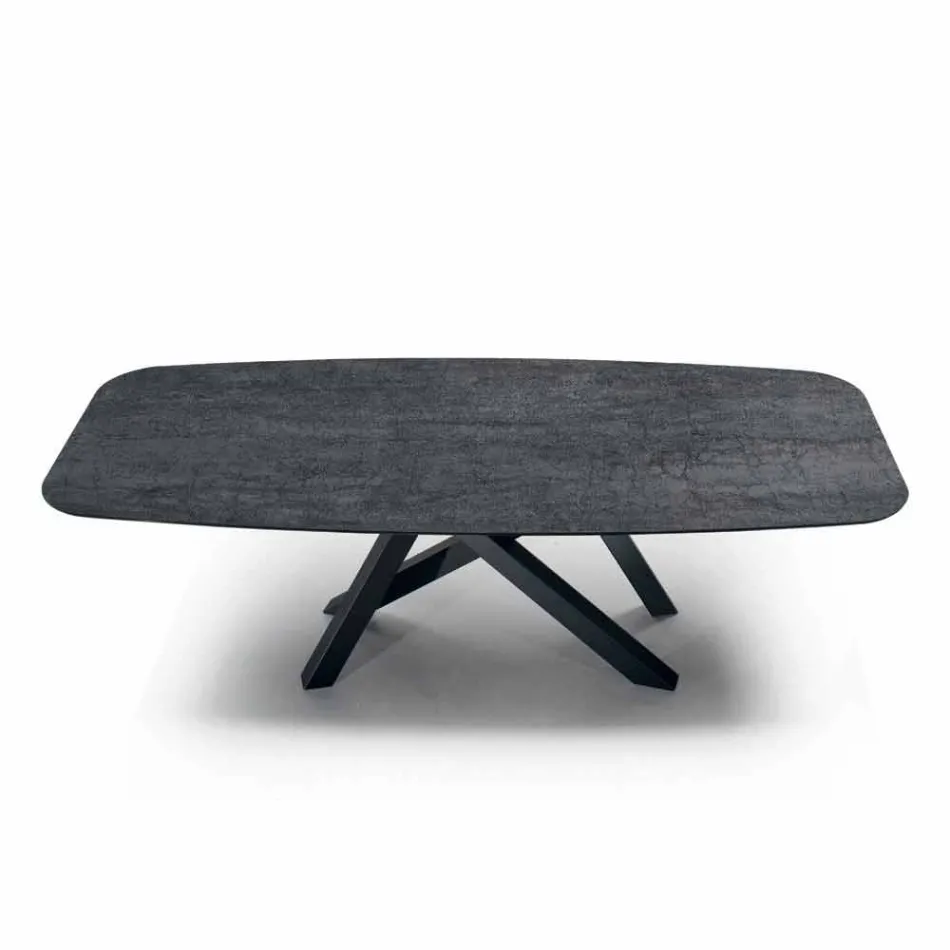 Table à manger avec plateau en hypermarbre fin Made in Italy - Settimmio Viadurini