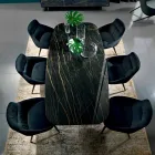Table à manger avec plateau en hypermarbre fin Made in Italy - Settimmio Viadurini