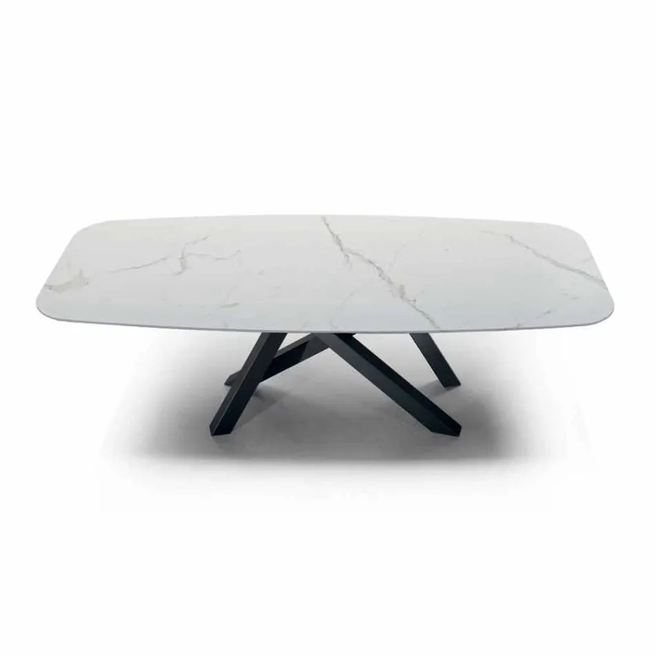 Table à manger avec plateau en hypermarbre fin Made in Italy - Settimmio Viadurini