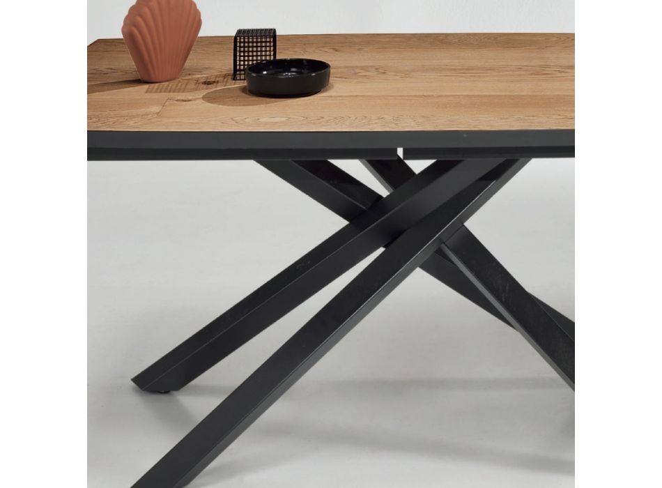 Table à manger avec plateau en placage de chêne Made in Italy - Antonino Viadurini