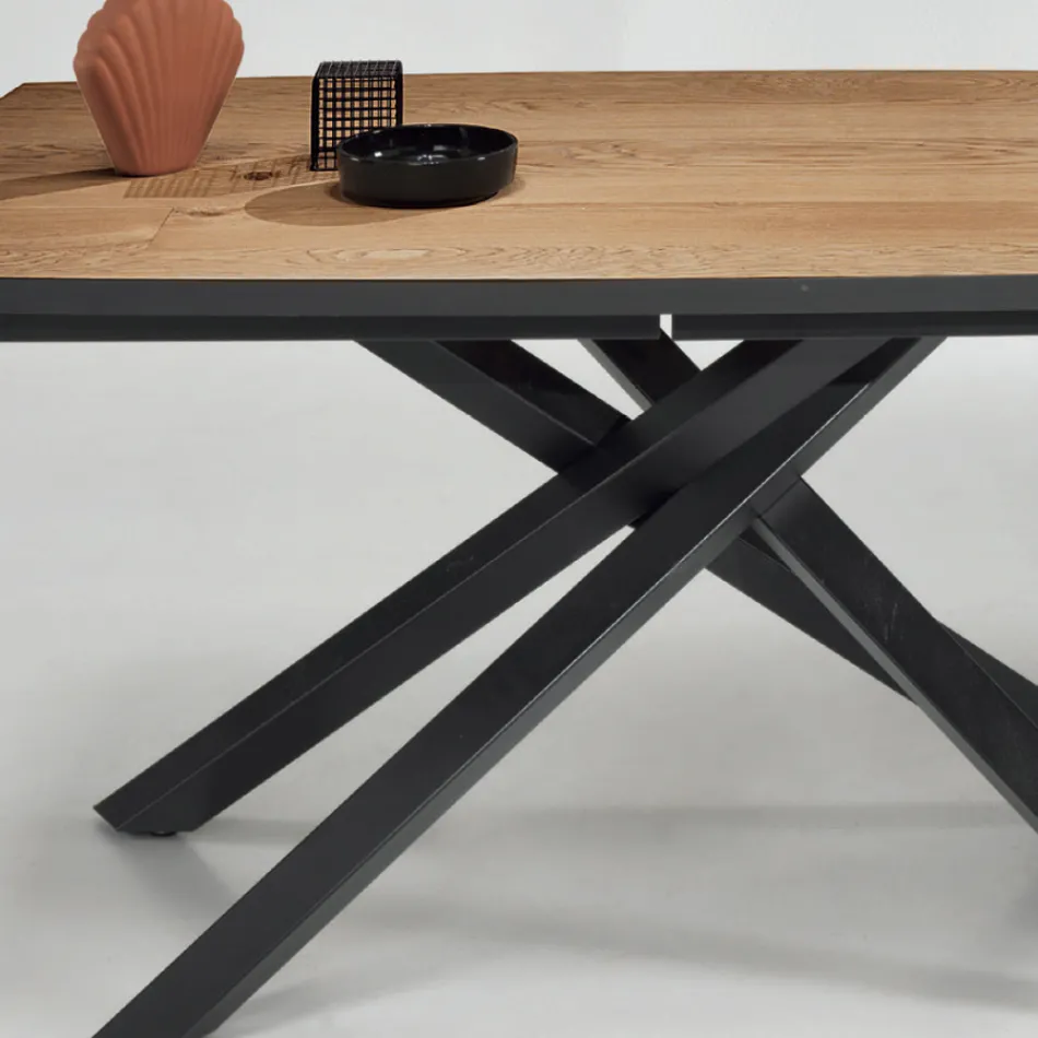 Table à manger avec plateau en placage de chêne Made in Italy - Antonino Viadurini