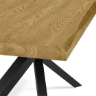 Table de salle à manger avec plateau en bois massif et base en métal - Ibisco Viadurini