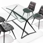 Table à manger avec plateau en verre trempé transparent - Thor Viadurini