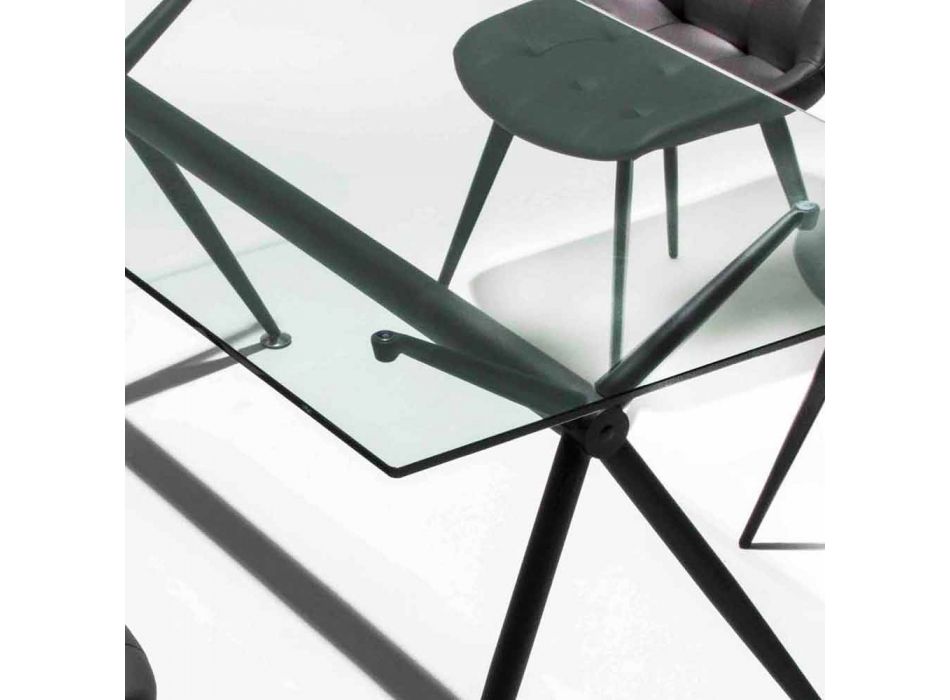 Table à manger avec plateau en verre trempé transparent - Thor Viadurini