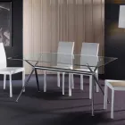 Table à manger avec plateau en verre trempé transparent - Thor Viadurini