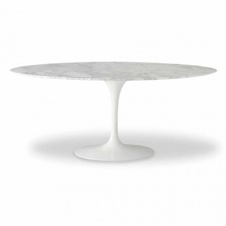 Table à manger avec plateau ovale en marbre fabriqué en Italie - Superbe Viadurini