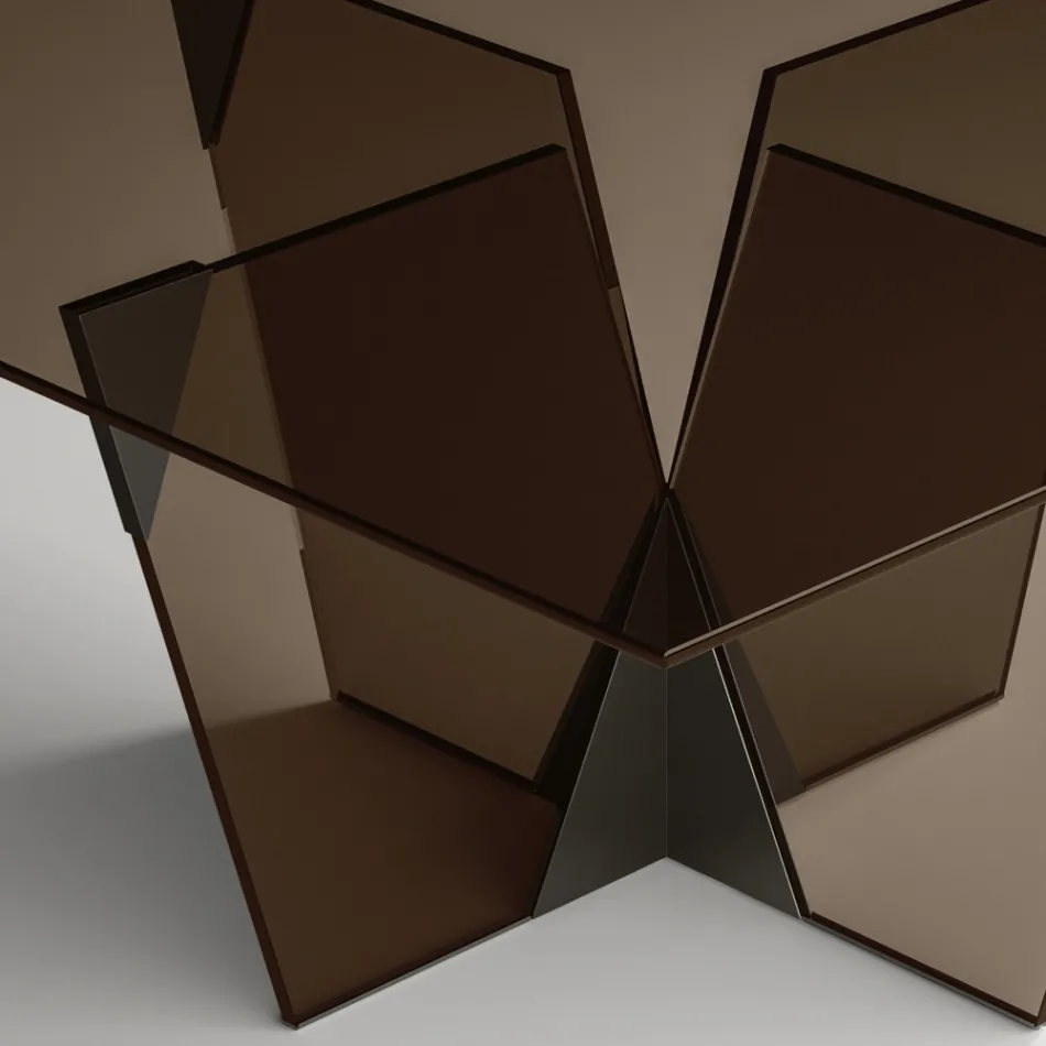 Table à manger avec plateau carré et base en verre Made in Italy - Tiseo Viadurini