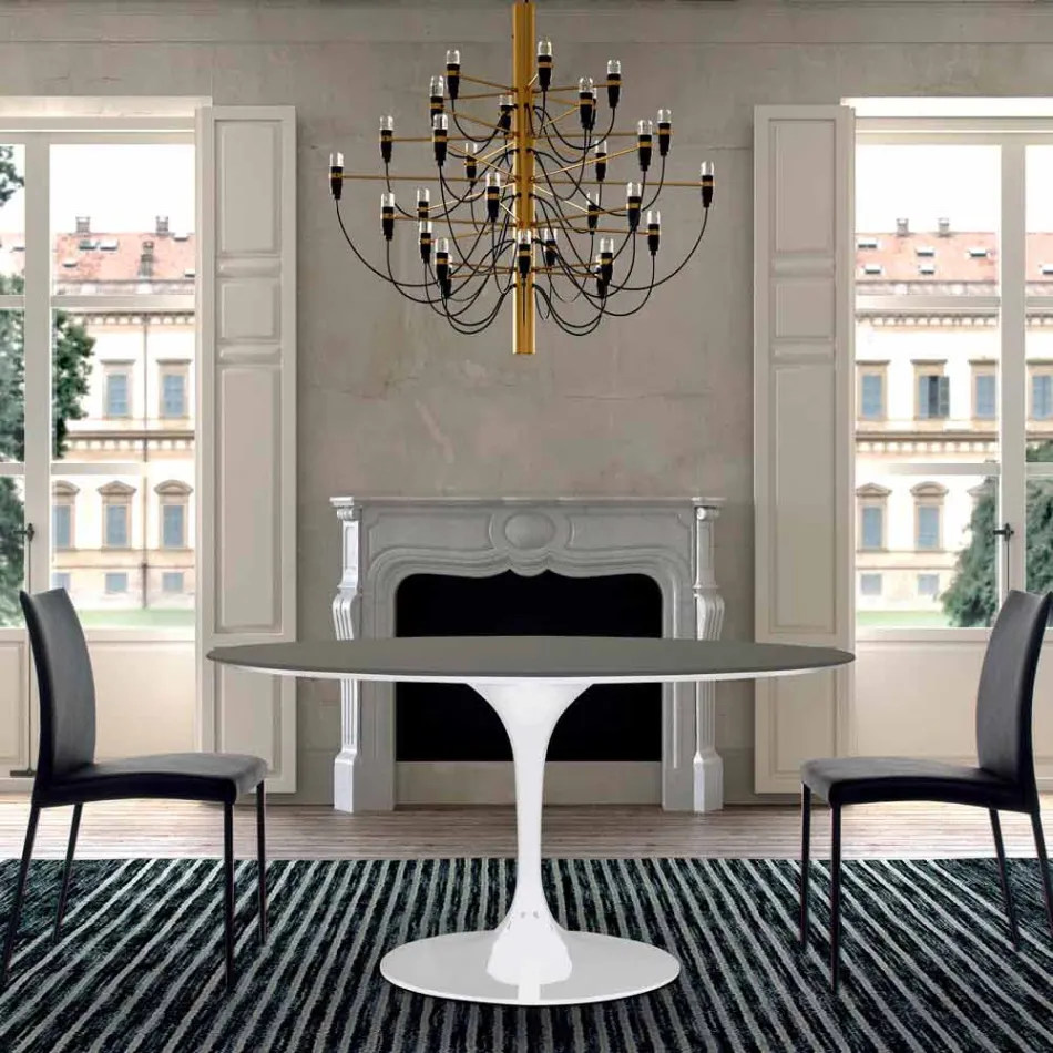 Table à manger avec plateau rond en Fenix de haute qualité fabriquée en Italie - Dollars Viadurini